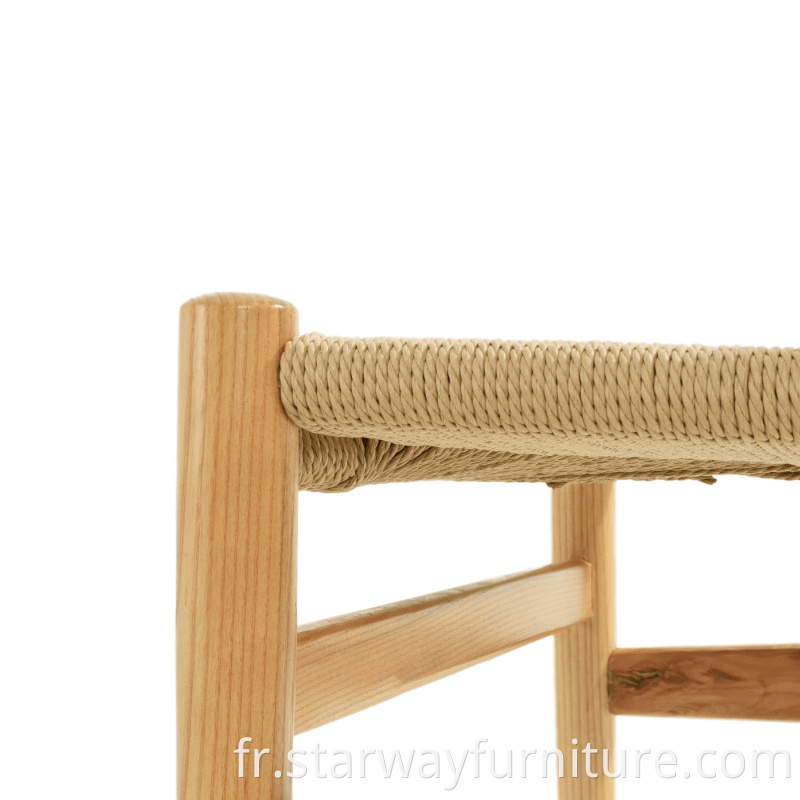 Classique moderne Hans Wegner en bois massif avec chaise de salle à manger en corde en papier